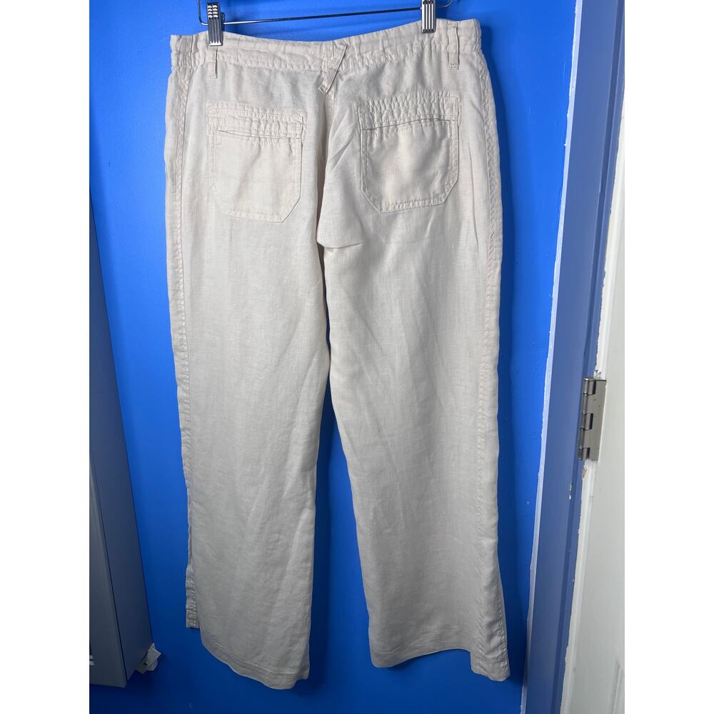 Joie 100% Linen Pants Women Size 4 Beige Drawstring Wide Leg Casual Summer - Picture 2 of 10